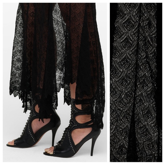 NWT. Zara Limited Edition Black Pointed Pointelle Midi Skirt. - Picture 5 of 9